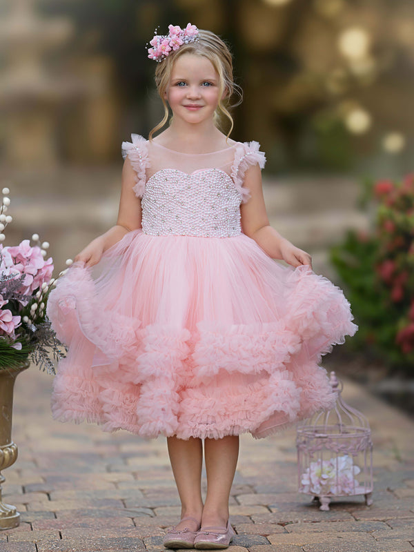 Ball-Gown/Princess Tulle Knee-length Baby Girl Dress