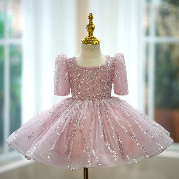 Sequins Sleeveless Knee-length Baby Girl Dress